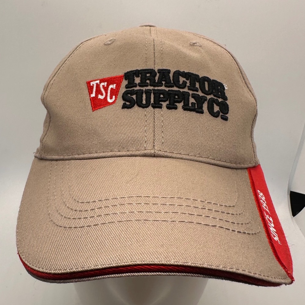 Tractor Supply‎ Co TSC Embroidered Baseball Cap Tan Red Since 1938 Outdoor Farm